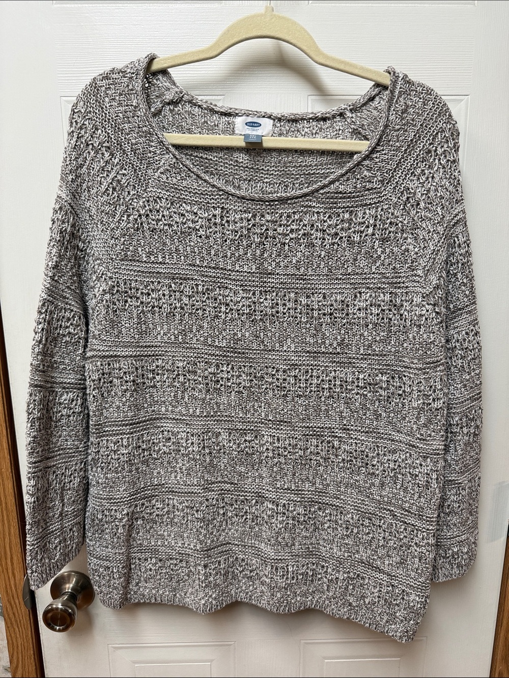 Old Navy Marled Gray Cream Crewneck Sweater